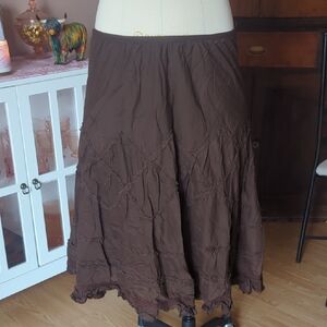 Brown Maxi Embroidered Skirt for Resort Wear